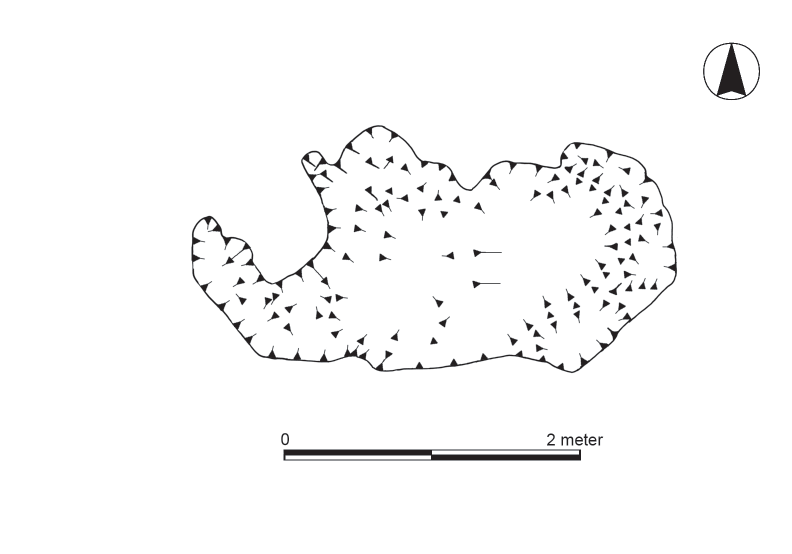 Grophuset har konstruerats genom en större nedgrävning som i ytan mätte 3,32 x 1,62 meter.