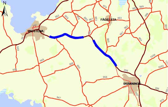 A4 Lv 206 Vadstena Skänninge 1. Beskrivning av åtgärder Nuläge och brister: Väg 206 är en regional länsväg och är en viktig förbindelse mellan Vadstena och Mjölby och vidare mot Linköping.