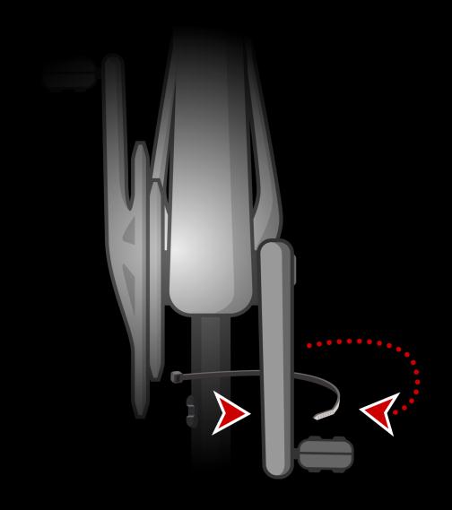 4. Fäst vevarmsmagneten på en av cykelns vevarmar. Magneten ska vara vänd mot kedjestaget där du fäste kedjestagssensorn. Tips!