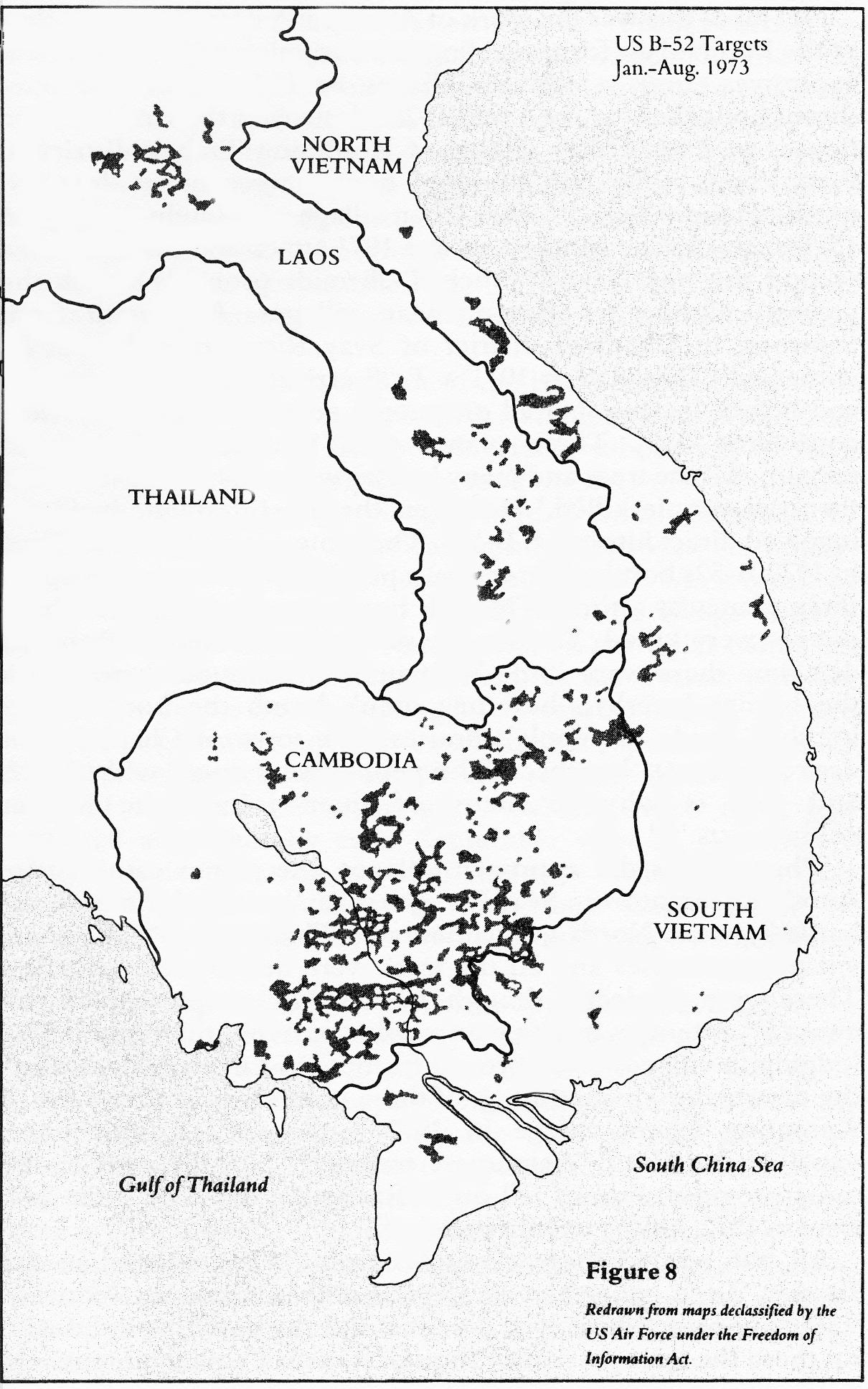 44 USA:s B52-bombkampanj 1973 (jfr bilden på sid 1 ovan) I byn Chamcar Ang i underdistriktet Kus, Tram Kak-distriktet i Takeo (region 13), dog mer än åttio personer när B-52-bomber träffade byn och