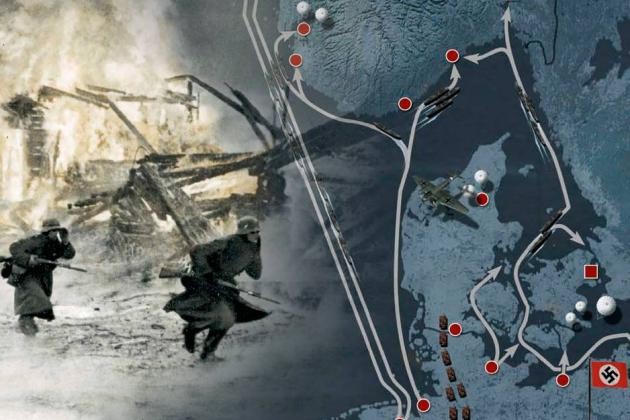 hamnstaden Narvik. Det danska försvaret var alltför dåligt rustat för att strida mot den tyska armén.