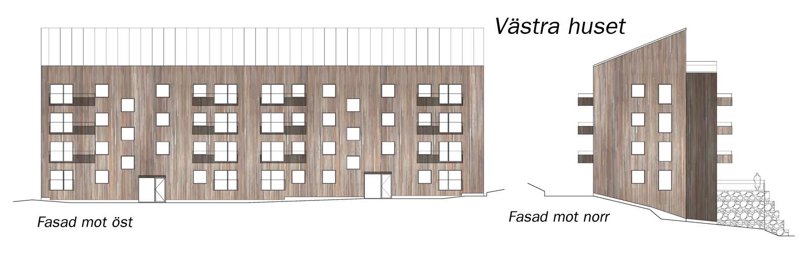 SID 8 (12) Fasader och gavlar Taken är tudelade och utförs dels