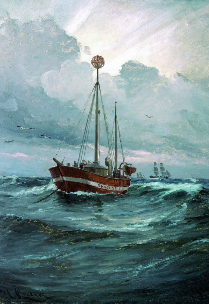 Skagen Rev fyrskib. 1892. Utsnitt. Av Carl Locher, en av Skagenmalerne.
