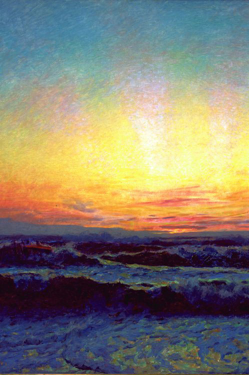 Vesterhavet i storm. Efter solnedgang. Højen. 1909. Utsnitt.