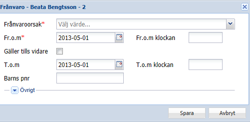 Ledighet som du inte behöver ansöka om Det kan finnas vissa frånvaroorsaker som du inte behöver ansöka om. De behöver inte beviljas av din chef utan frånvaron blir fastställd direkt vid rapportering.