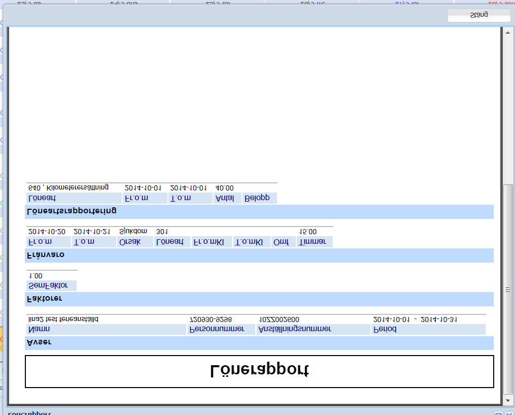 Du får då upp ett detaljfönster Lönerapport med en redovisning av