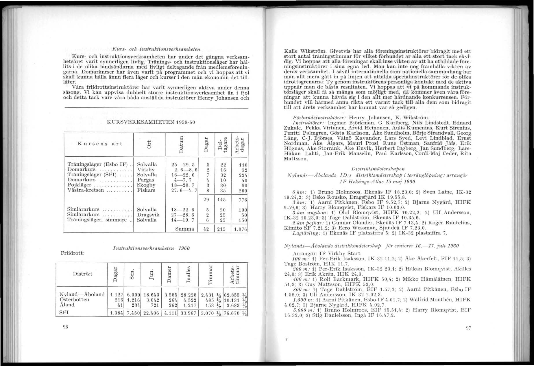 J{ urs- och instruktionsvel'ksamheten Kurs- och instruktionsverksamheten har under det gångna verksamhetsåret varit synnerligen livlig.