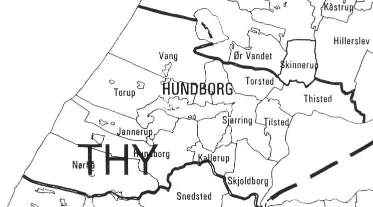 META NR 1 2002 Figur 8. Hundborg herreds inddeling 1656. Efter Frandsen 1984.