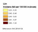 I genomsnitt över en tioårsperiod (23-212) har flera av länen i norra Sverige rapporterat den högsta incidensen av listerios (Figur 3).