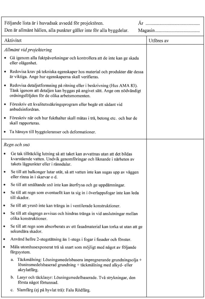 Bilaga 6 Kontrollista för fukt i