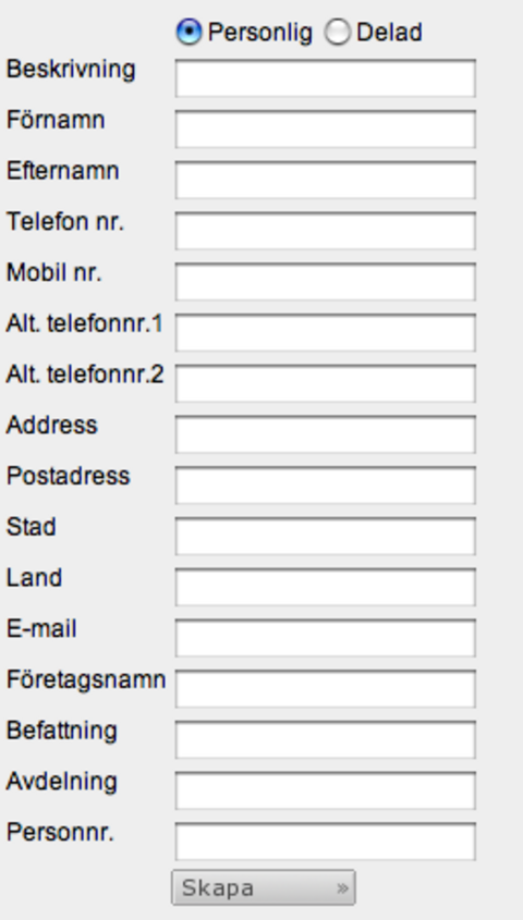 Home manual Kapitel 4 4 Kontakter Förfarandet att lägga till en ny kontakt sker enkelt genom att du klickar på Ny kontakt under Kontakter i vänstra menyn.