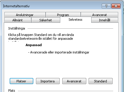 Internet Explorer 9 11 cookies Välj Sekretess Platser Lägg