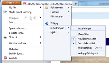 Mozilla Firefox Hur man når inställningarna Klicka på pilen i