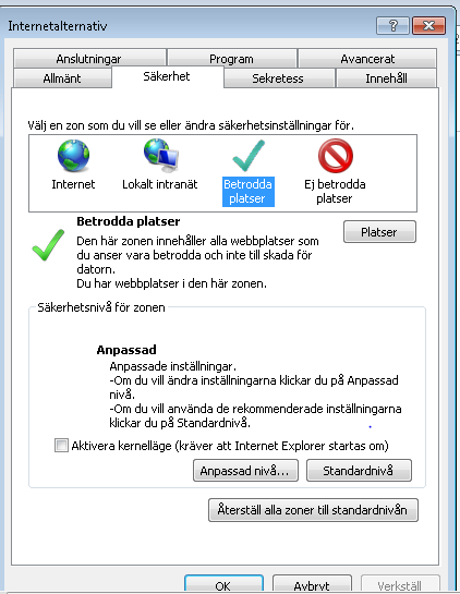 Internet Explorer 9 11 blandat innehåll Klicka på
