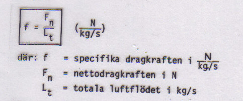 Sidan: 40 SPECIFIK DRAGKRAFT Ett användbart mått på dragkraften vid jämförelser mellan olika motor