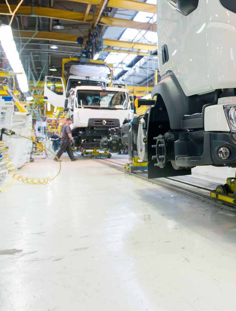 CLOSING THE GAP TVÅ LASTBILSMÄRKEN EN MONTERINGSLINE Sex månader så lång tid hade GTO:s fabrik i Blainville i Frankrike på sig för att förbereda introduktionen av ett andra lastbilsmärke på