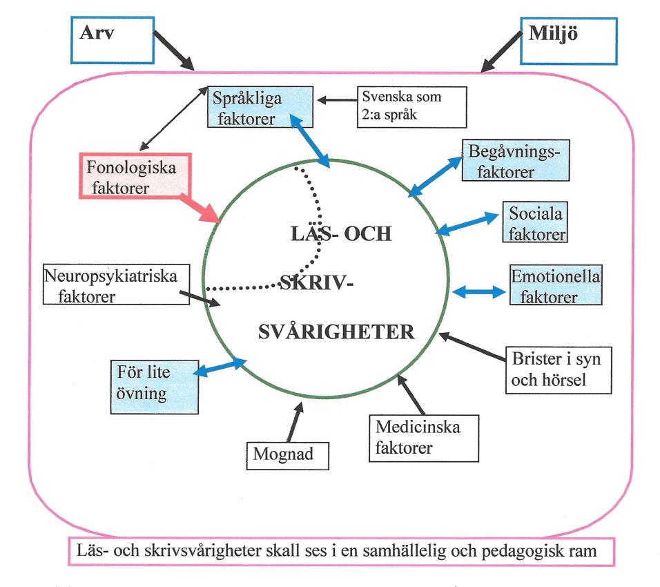 DYSLEXI Figur 5. Orsaker till läs- och skrivsvårigheter (Jacobsson, 2006, s. 7.