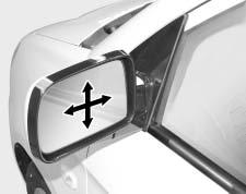 Att känna till din bil BACKSPEGLAR Yttre backspegel Ställ in backspegeln innan du börjar köra. Bilen är utrustad med yttre backspeglar på vänster och höger sida.
