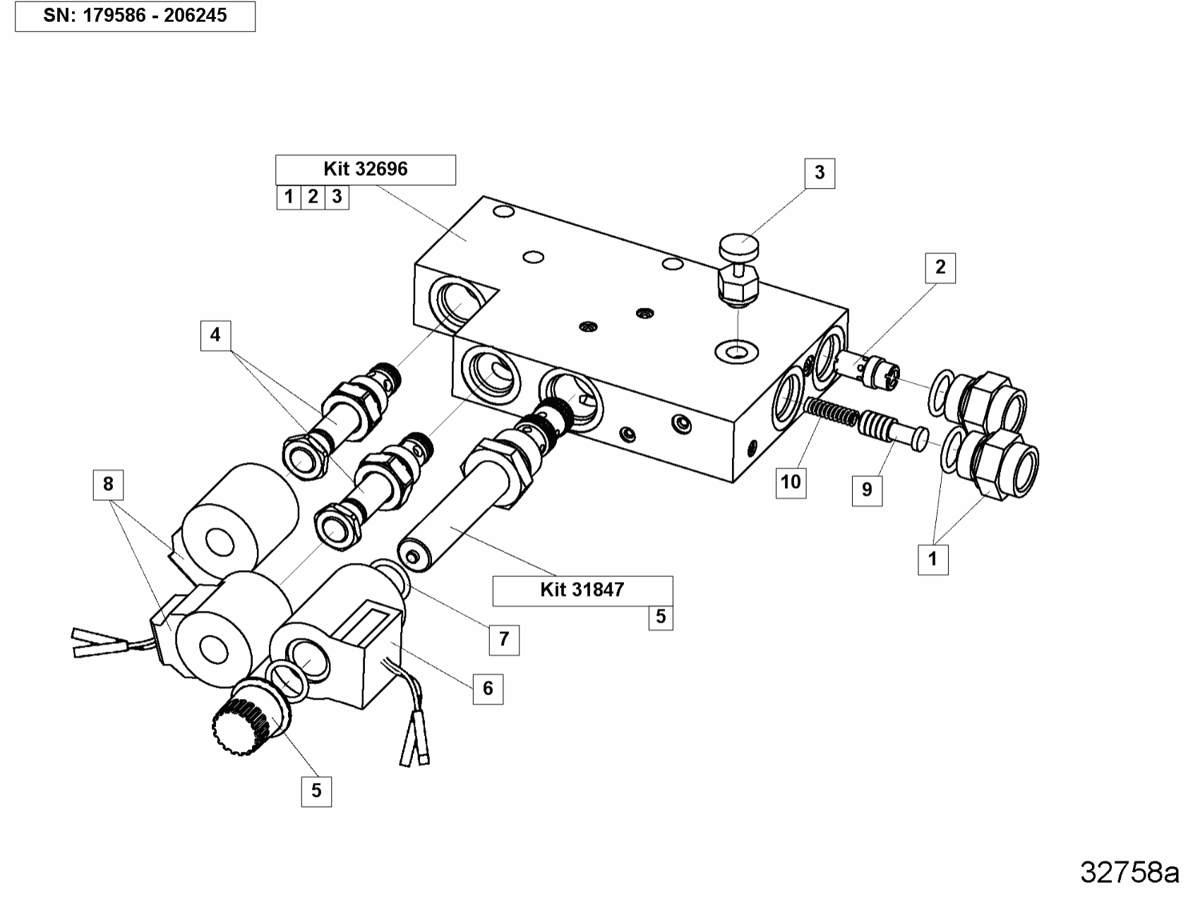 Modell:RZU 00-0 (S, SA) Kapitel 5.4. 758a 758a - 0 758 Ventilsystem V 0 45 Adapter inkl o-ring 465 Konstantflödesventil fast 8 l/min 850 Justerskruv inkl bricka 4 80 *** Reg.