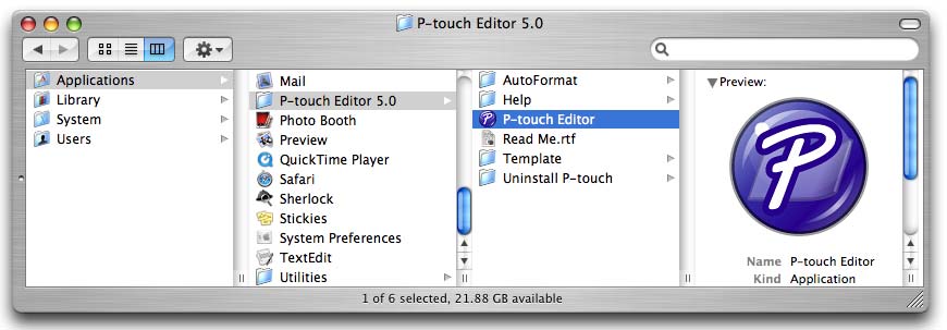 Använda P-touch Editor för Mac I det här avsnittet ges en översikt över P-touch Editor. Mer information finns i hjälpavsnittet till P-touch Editor.