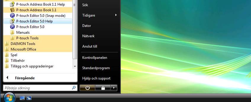 Använda P-touch Editor för Windows I det här avsnittet beskrivs hur du startar P-touch Editor. Du kan skapa olika sorters etiketter med hjälp av P-touch Editor.