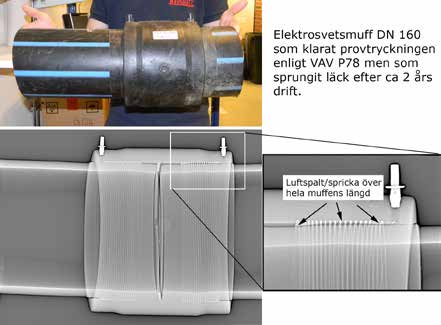 kvitto på muffskarvarnas kvalitet. Att ledningen klarar tryckprovningen enligt VAV P78 utgör som tidigare nämnts ingen garanti på god kvalitet.