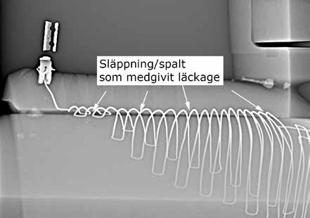 Figur 3.4.1.15 Delförstoring visande området i profil där läckaget uppkommit.