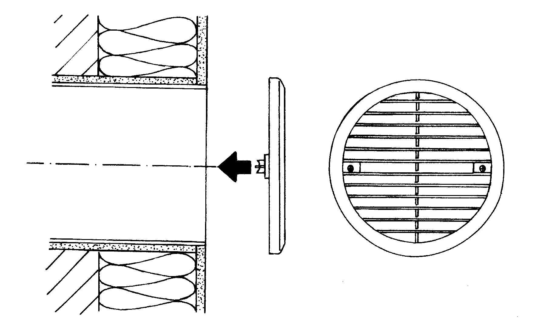 Monteringsarbete av ventilationsdonet får endast utföras när spänningsmatningens alla poler är bortkopplade!