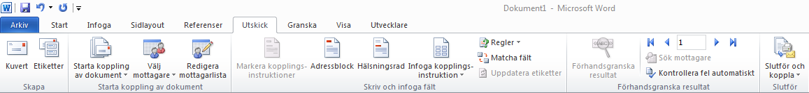 Sätt insättningspunkten där du vill infoga kontaktuppgifterna och klicka sdean på texten infoga