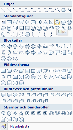 Flytta markören till satsytan och dra upp ellipsen med Vänster musknapp Ex: När du format din Ellips har det blivit