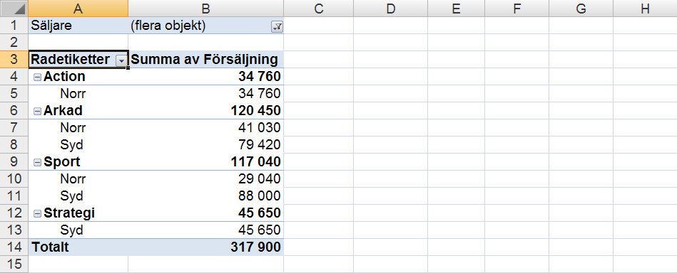 musknappen och dra så att du pekar under rubriken säljare och släpp