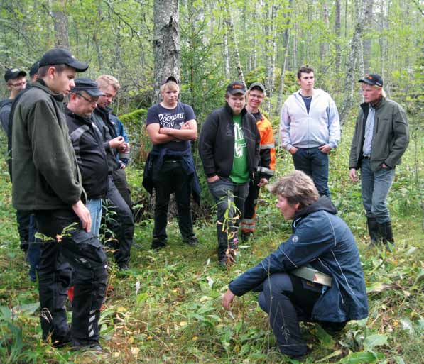 Med sikte på skogsbrukets naturvårdskort Att känna igen växter är svårt, det är gruppen jag träffar överens om. De deltar i en förberedande kurs inför färdighetsprovet för skogsbrukets naturvårdskort.