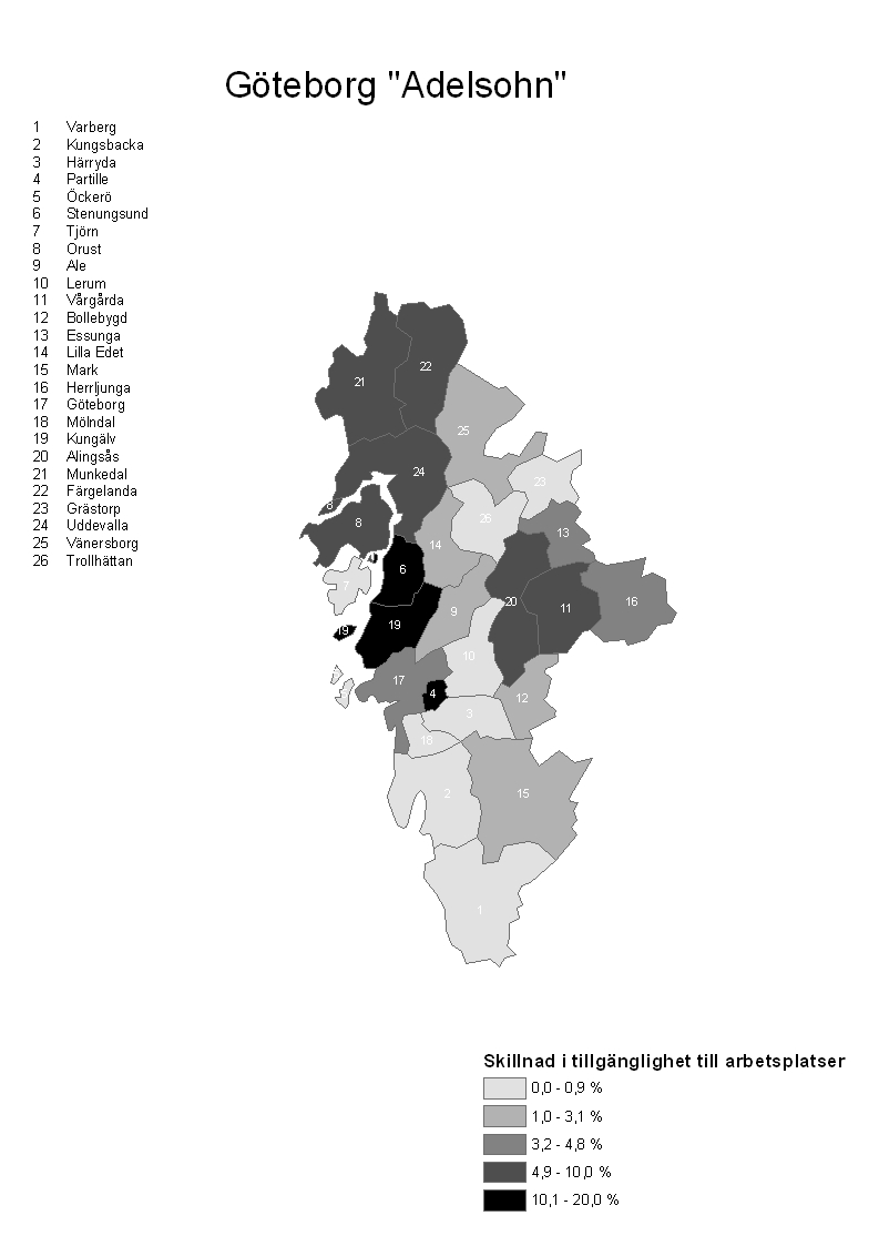 syftar till att lösa upp flaskhalsar för den södergående trafiken i riktning mot regionkärnan. Tillskillnad från Dennis har modellkörningarna i Adelsohn ingen geografisk avgränsning.