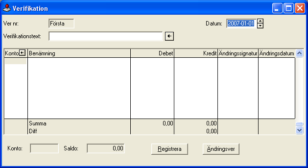 Kapitel 3: SPCS 27 Figur 5: Ett tomt verifikat i SPCS.