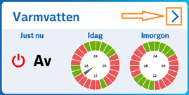 Ändra styrschemat Genom att klicka på den blå pilen på din styrenhet får du en mer detaljerad vy där du själv kan påverka styrschemat och välja när du vill ha till exempel varmvattenberedaren av- och
