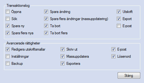 Avancerade inställningar Avancerade inställningar återfinns i ett separat fönster som öppnas genom att trycka på knappen Avancerat.