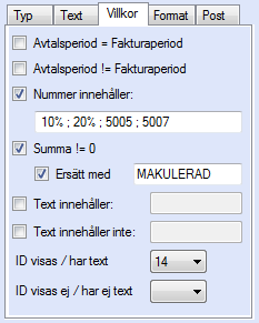 innehåller denna textsträng byts endast denna sträng ut mot data för vald texttyp. I exemplet i figuren ovan har texttypen Namn (Företag) valts, d.v.s. namnen på företaget.