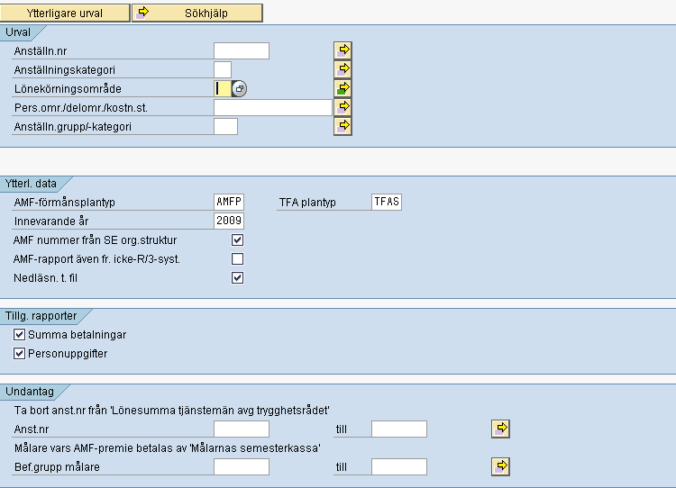 AMF-rapporten Kryssruta 2(3) Redovisningsnumret till Fora (AMF) underhålls i vy V_5UBA_B.