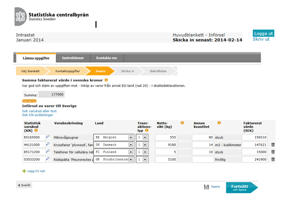 Information och detaljerade anvisningar för hur man ska utforma meddelanden för filöverföring till SCB finns i Anvisningar och regler för överföring av Intrastatuppgifter till EDI-Intra som kan