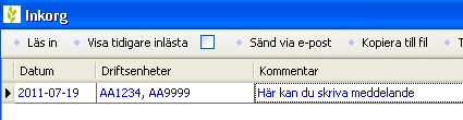 Ta bort datafiler Du kan ta bort en rad åt gången.