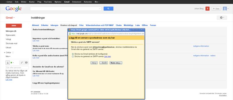 på ditt Gmail konto. Klicka bara på Nästa steg.