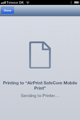 SafeCom Mobile Print Air Print (AD användare) Skiva ut från Apple iphones och