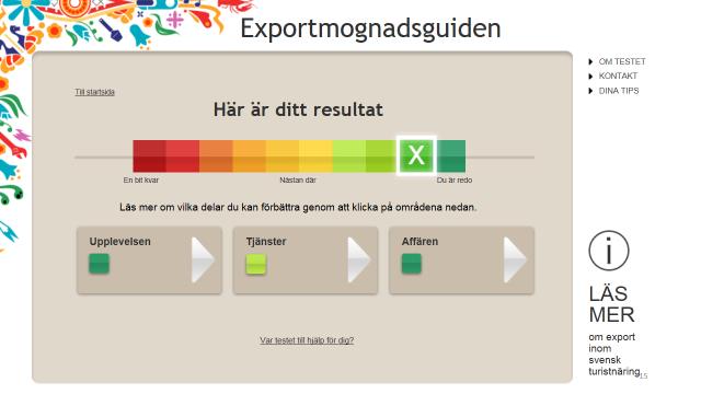 6.1.1.7 Exportmognad Endast tre anläggningar har sin hemsida på fler än ett språk, varav en har tre språk. Ett flertal använder Google translate.