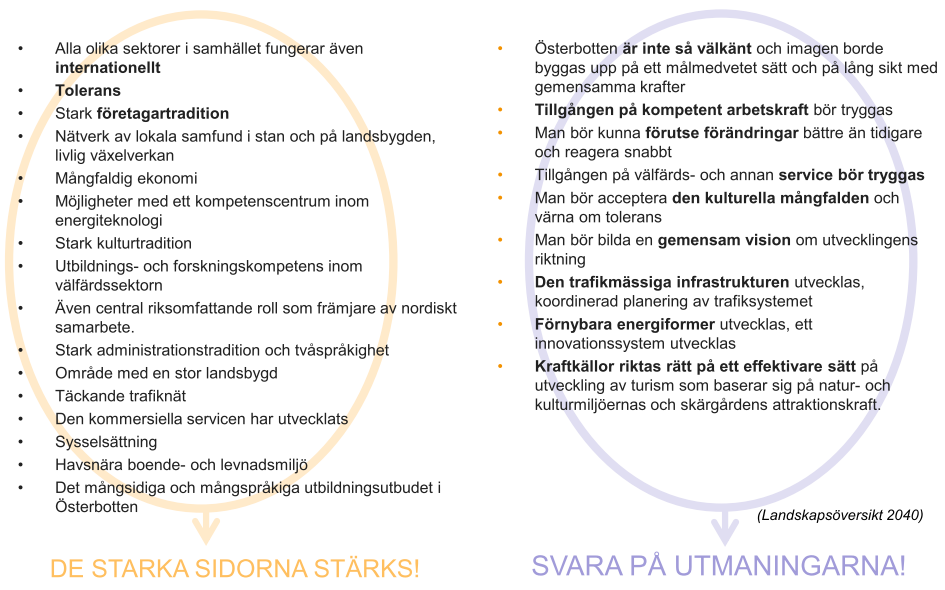 3. MÅL SOM STYR STADSREGIONENS UTVECKLING Områdesanvändningen och -utvecklingen i Vasa stadsregion styrs av olika intressentgruppers mål.