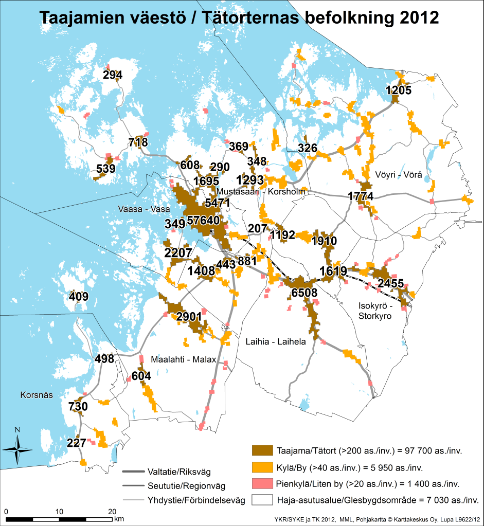 I Vasaregionen bor 112 824 invånare (31.12.2013). Under 2000-talet har regionens befolkning ökat med ungefär 7 200 personer.