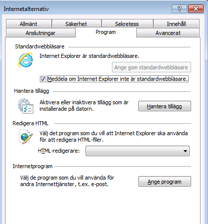 69 (71) 9.4 Inställningar avseende Adobe och Internet Explorer Vissa användare har en mer avancerad version av Adobe Reader/Acrobat installerad på sin dator.