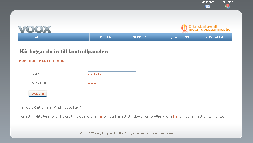 2.0 Översikt kontrollpanel Alla inställningar i ditt webbhotellskonto görs via vår kontrollpanel och alla förändringar aktiveras direkt.