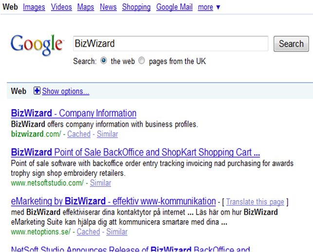 BizWizard-kopplingar till sökmotorer Search Marketing Låt sökmotorerna