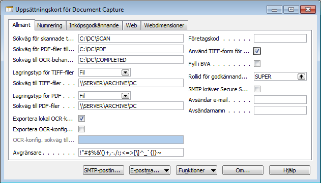 UPPSÄTT N I N G INTRODUKTION I samband med implementering rekommenderas det att använda medföljande installationsfil som läses in och automatiskt sätter upp Document Capture med standarduppsättning.