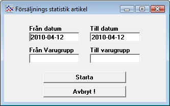 Utskrifter artikelregister- Utskrift efter kod Välj från olika kriterier. Kod ange artiklar som har en viss kod ett exempel på artiklar som har kod A är arbetstid.